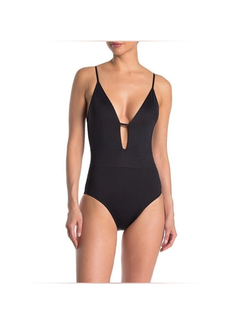 Becca Color Code Plunge One Piece Swimsuit Black